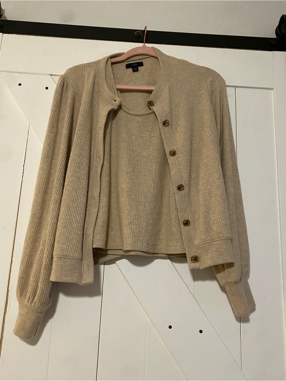 J. Crew Tan Ribbed Crewneck Sweater Set